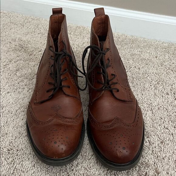 Stafford brown leather brogue wingtip dress boots Men’s 9 lace up ankle main image 10